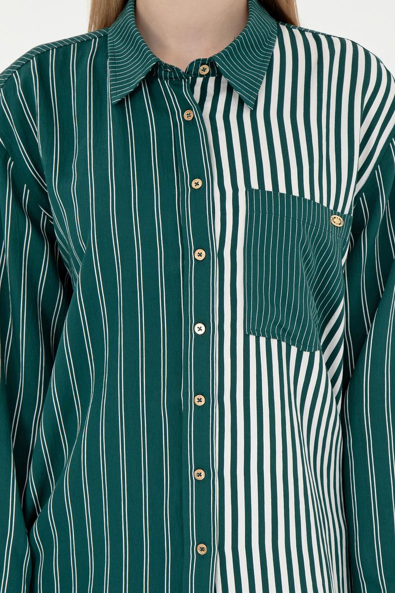 Kadın Koyu Yeşil Uzun Kollu Gömlek - 50291076011