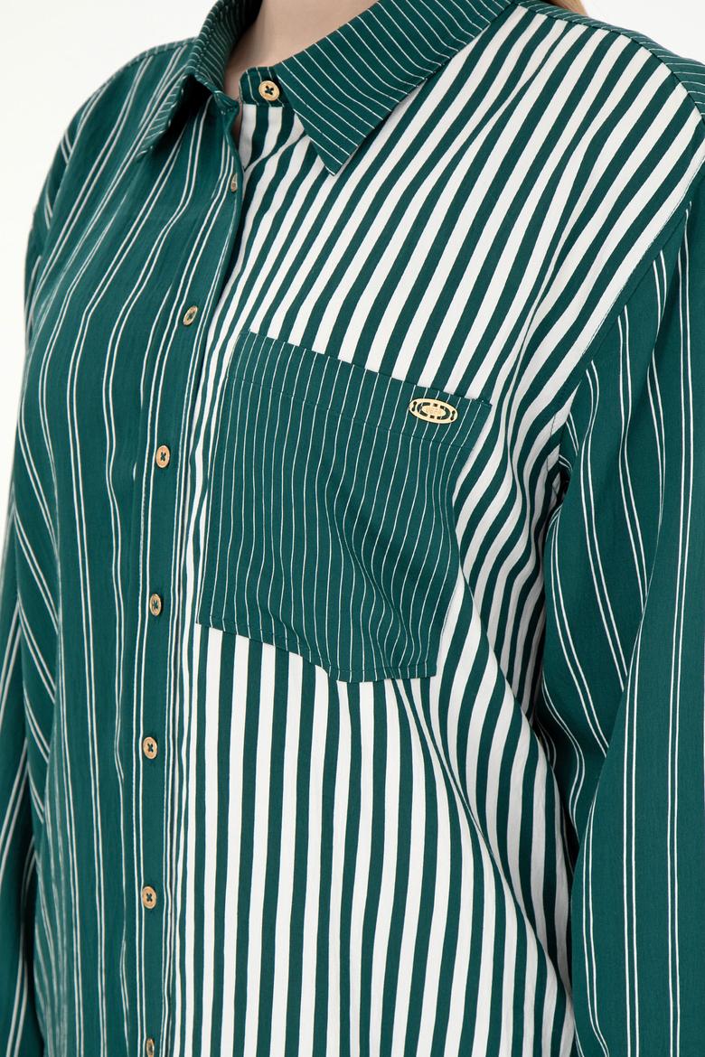 Kadın Koyu Yeşil Uzun Kollu Gömlek - 50291076011