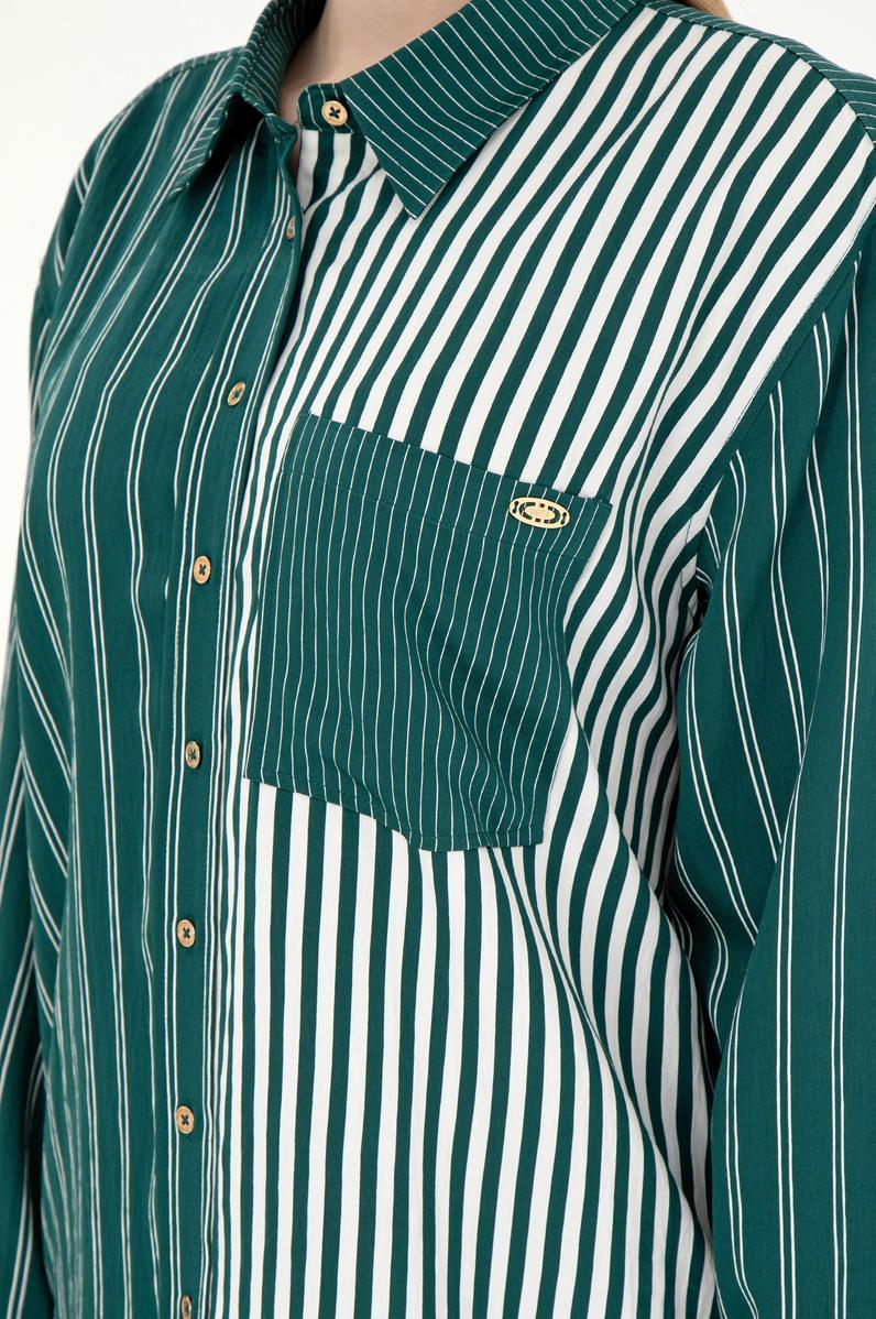 Kadın Koyu Yeşil Uzun Kollu Gömlek