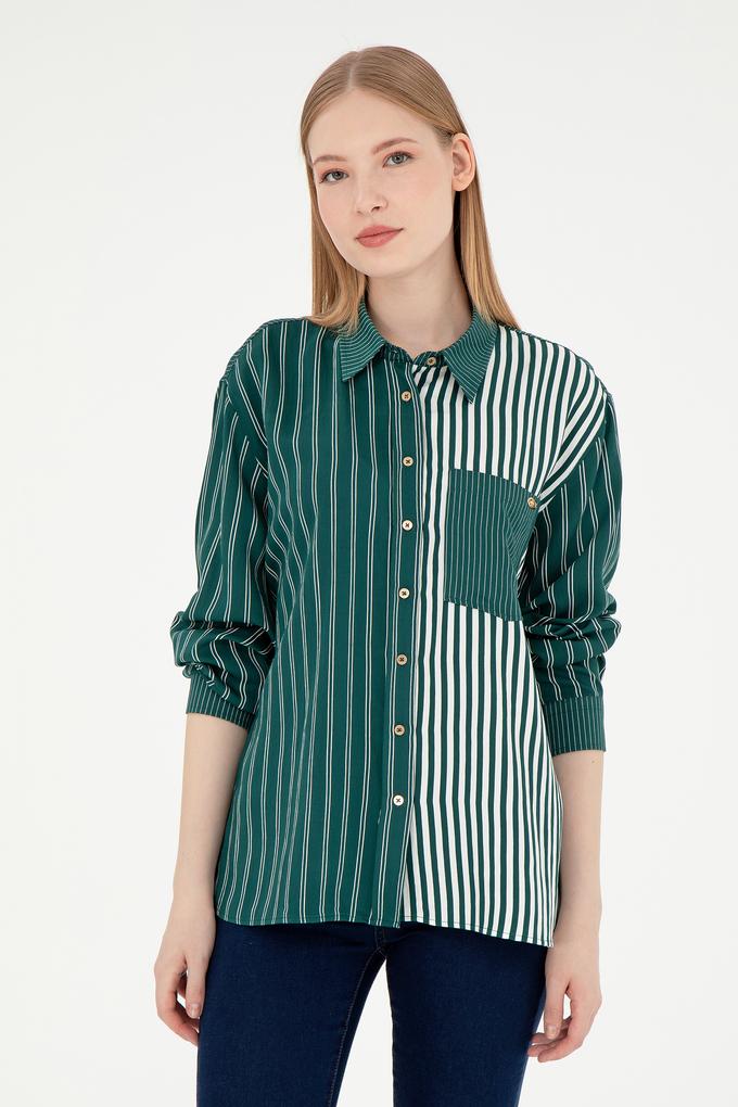 Kadın Koyu Yeşil Uzun Kollu Gömlek