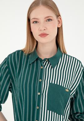 Kadın Koyu Yeşil Uzun Kollu Gömlek - 50291076011