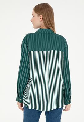 Kadın Koyu Yeşil Uzun Kollu Gömlek - 50297004003