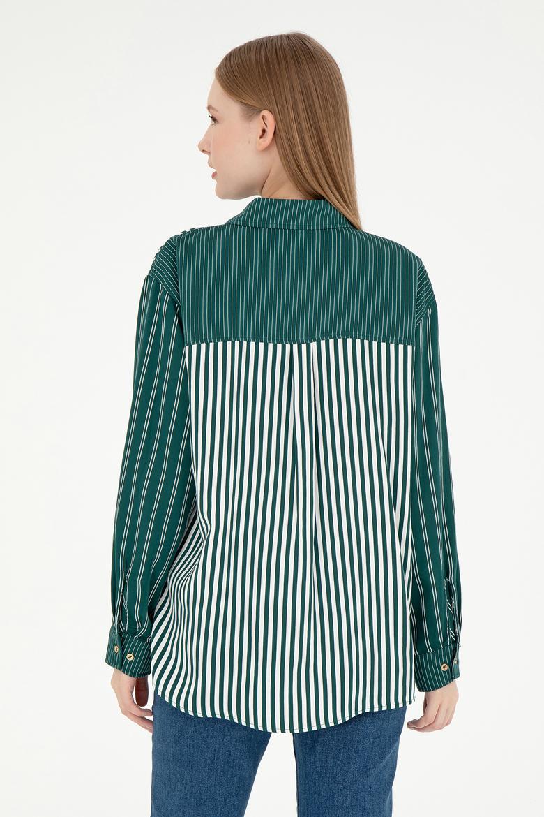 Kadın Koyu Yeşil Uzun Kollu Gömlek - 50297004003