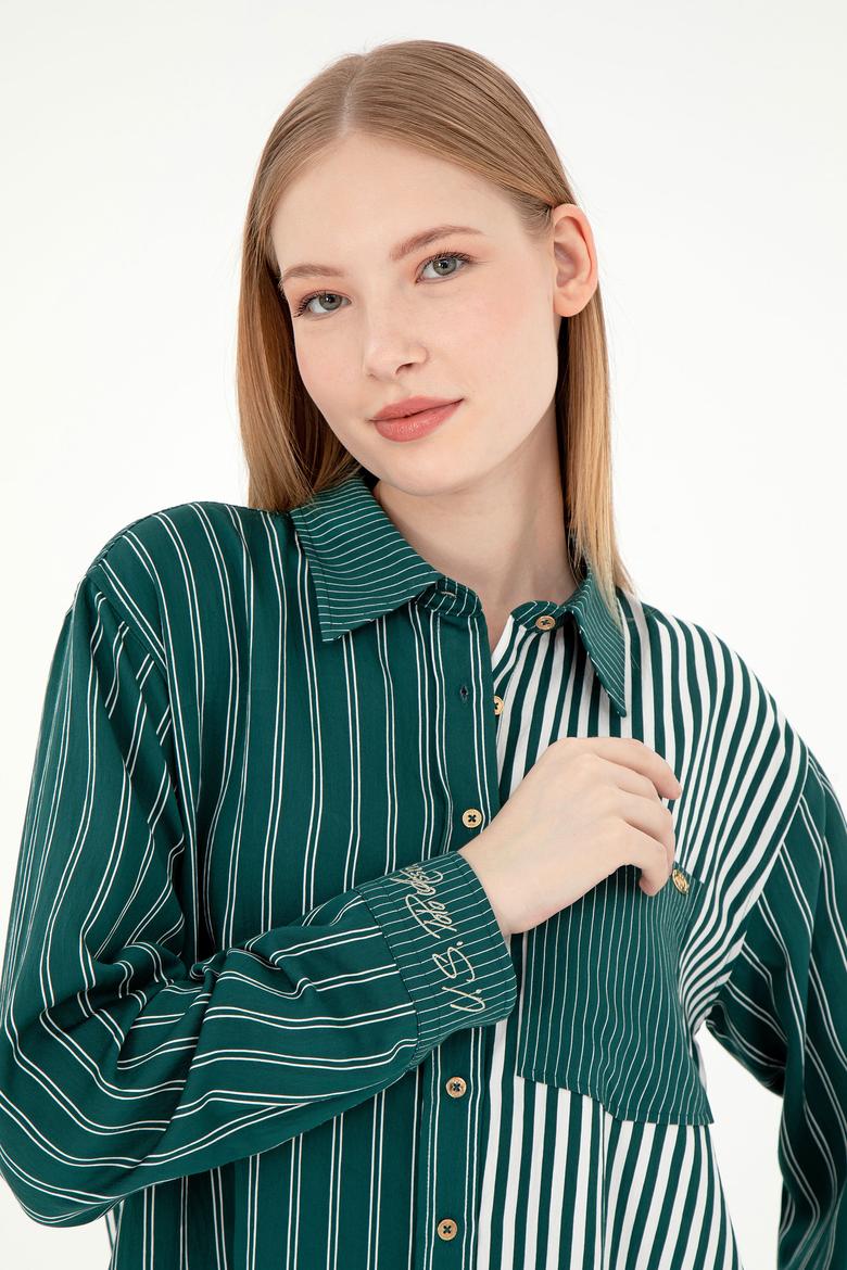 Kadın Koyu Yeşil Uzun Kollu Gömlek - 50297004003