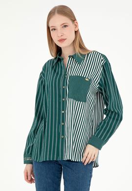Kadın Koyu Yeşil Uzun Kollu Gömlek - 50297004003