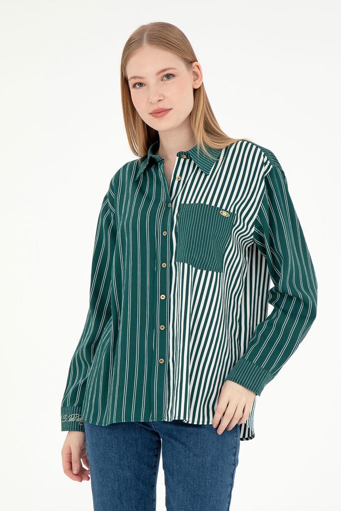 Kadın Koyu Yeşil Uzun Kollu Gömlek