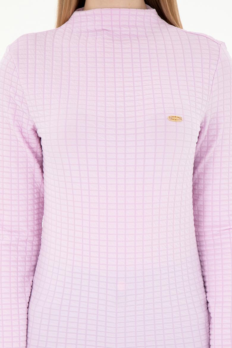 Kadın Pembe Dik Yaka Sweatshırt - 50292421034