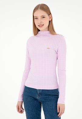 Kadın Pembe Dik Yaka Sweatshırt - 50292421034