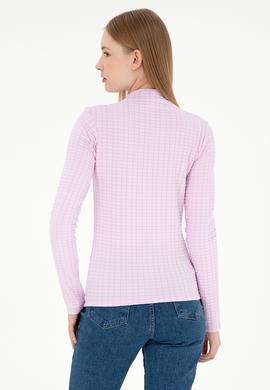 Kadın Pembe Dik Yaka Sweatshırt - 50292421034