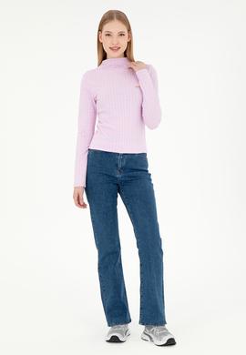 Kadın Pembe Dik Yaka Sweatshırt - 50292421034