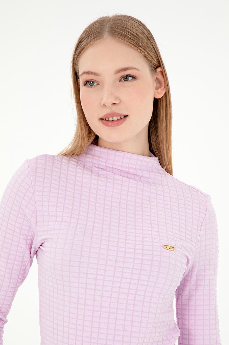 Kadın Pembe Dik Yaka Sweatshırt