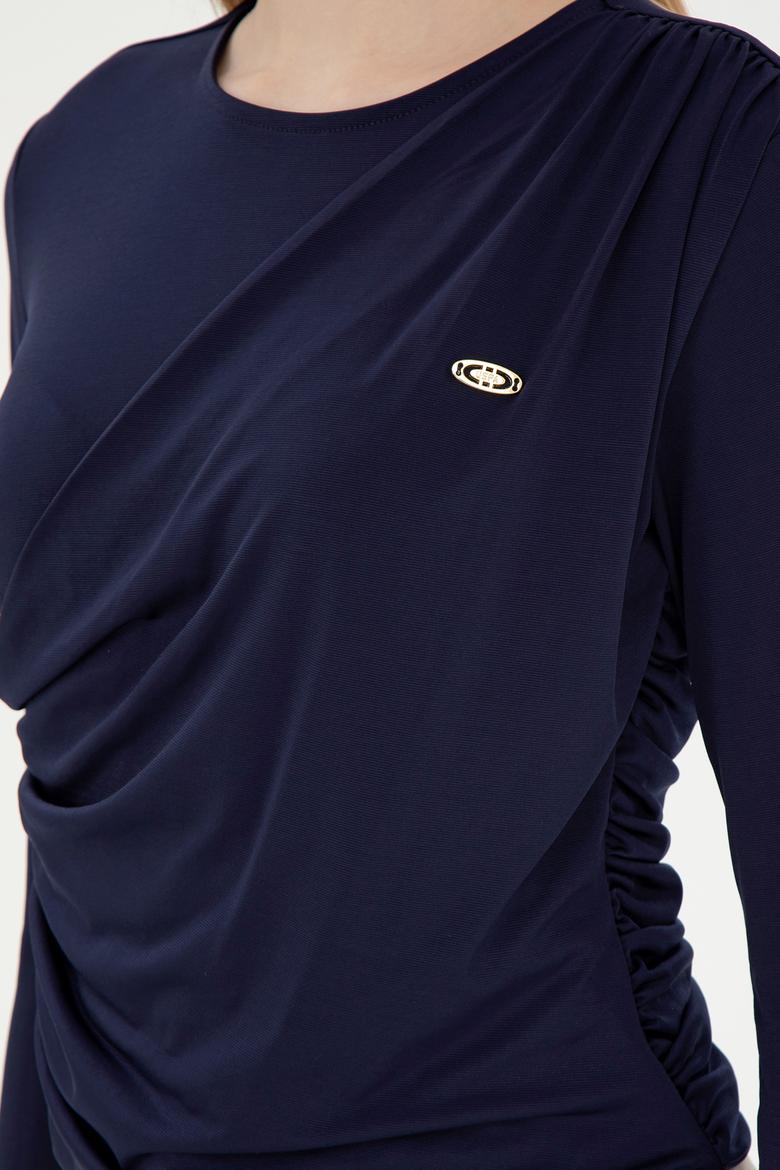 Kadın Lacivert Bisiklet Yaka Sweatshırt - 50291561065