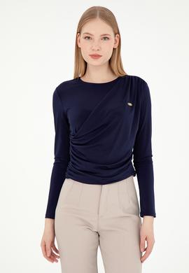 Kadın Lacivert Bisiklet Yaka Sweatshırt - 50291561065