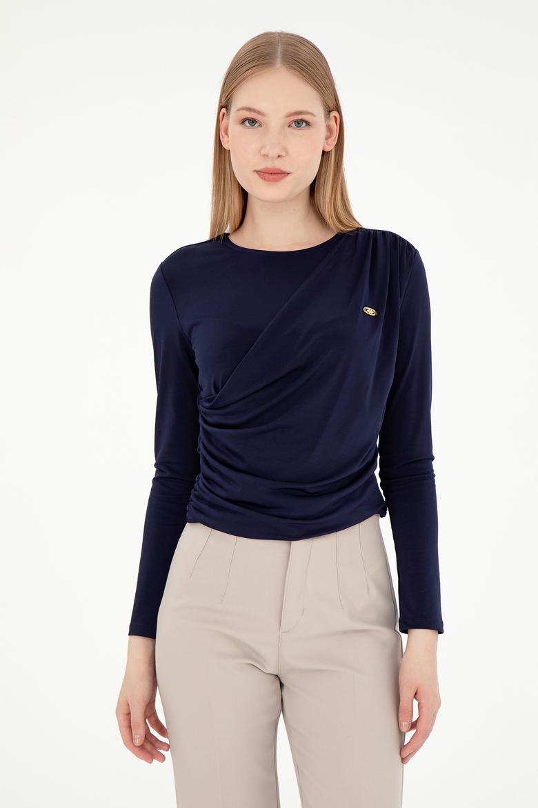 Kadın Lacivert Bisiklet Yaka Sweatshırt - 50291561065