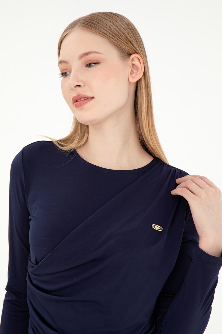 Kadın Lacivert Bisiklet Yaka Sweatshırt - 50291561065