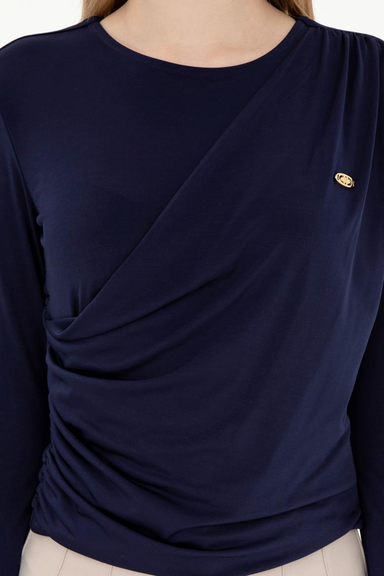 Kadın Lacivert Bisiklet Yaka Sweatshırt - 50291561065