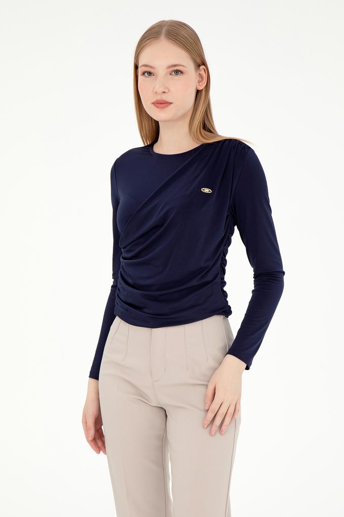 Kadın Lacivert Bisiklet Yaka Sweatshırt