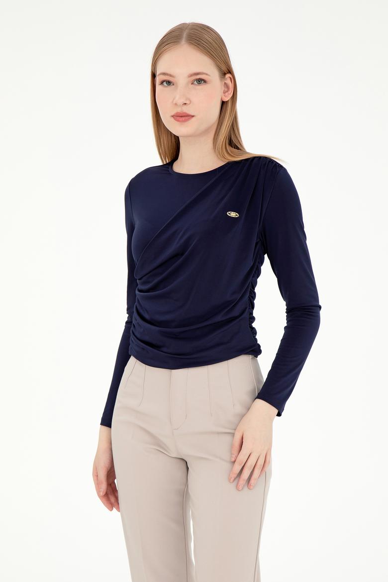 Kadın Lacivert Bisiklet Yaka Sweatshırt