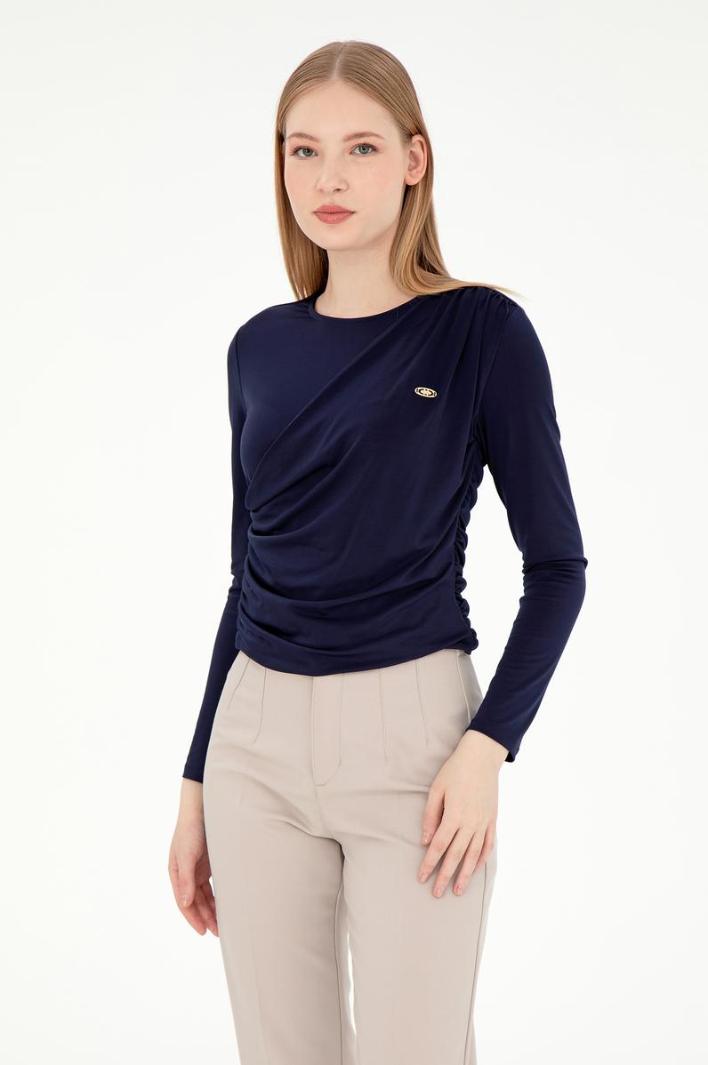 Kadın Lacivert Bisiklet Yaka Sweatshırt