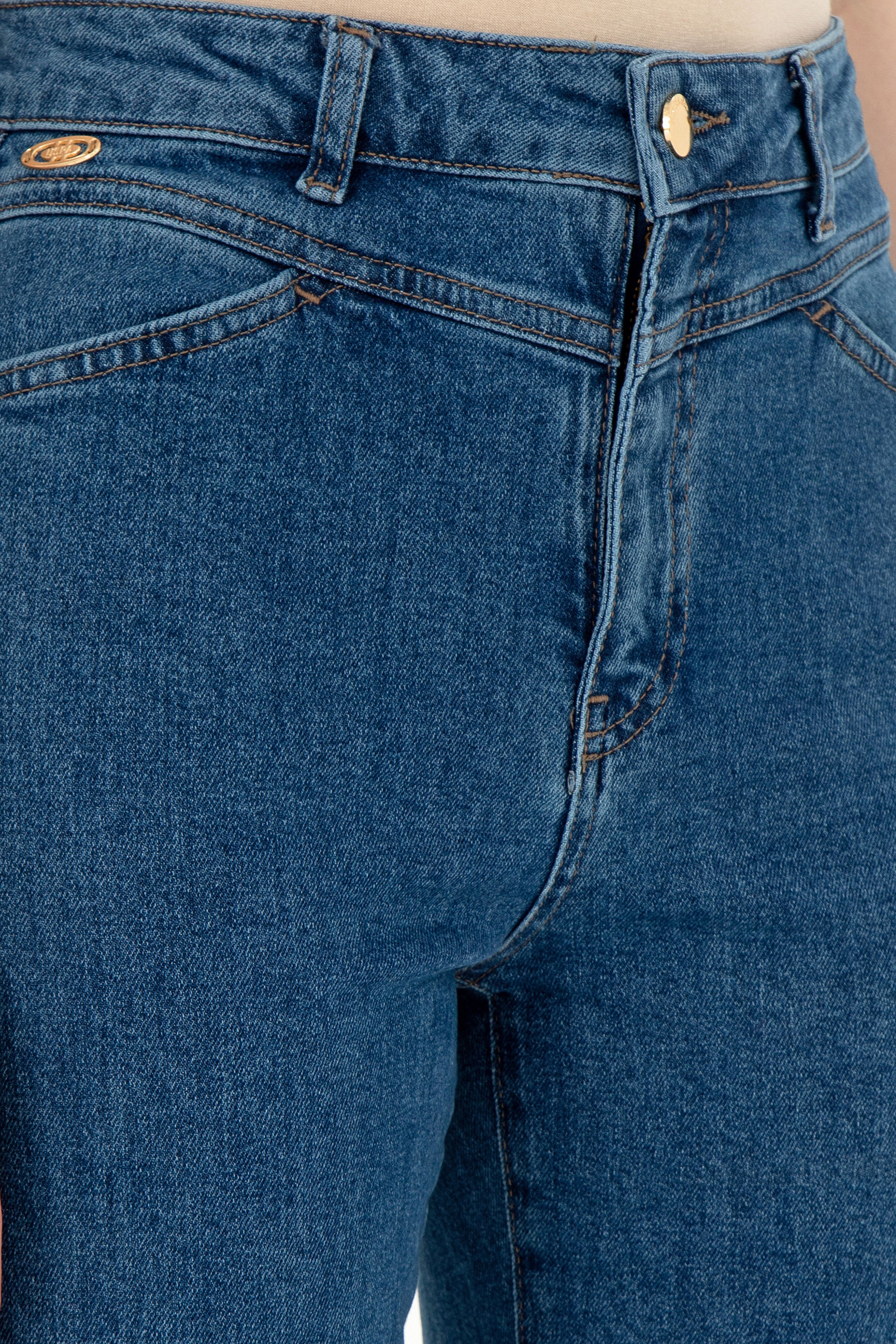 Kadın Mavi Slim Flare Fit Jean Pantolon - Image 5