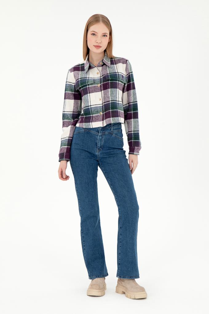 Kadın Mavi Slim Flare Fit Jean Pantolon