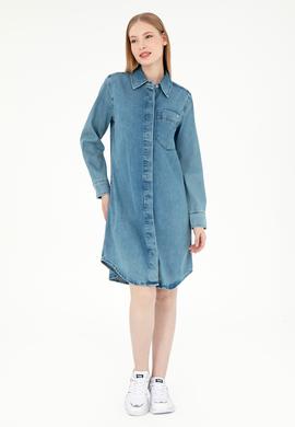 Kadın Mavi Mini Boy Jean Elbise - 50289334001