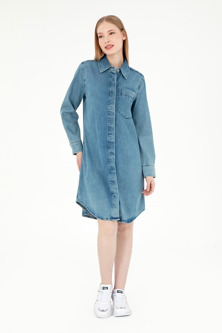 Kadın Mavi Mini Boy Jean Elbise - 50289334001