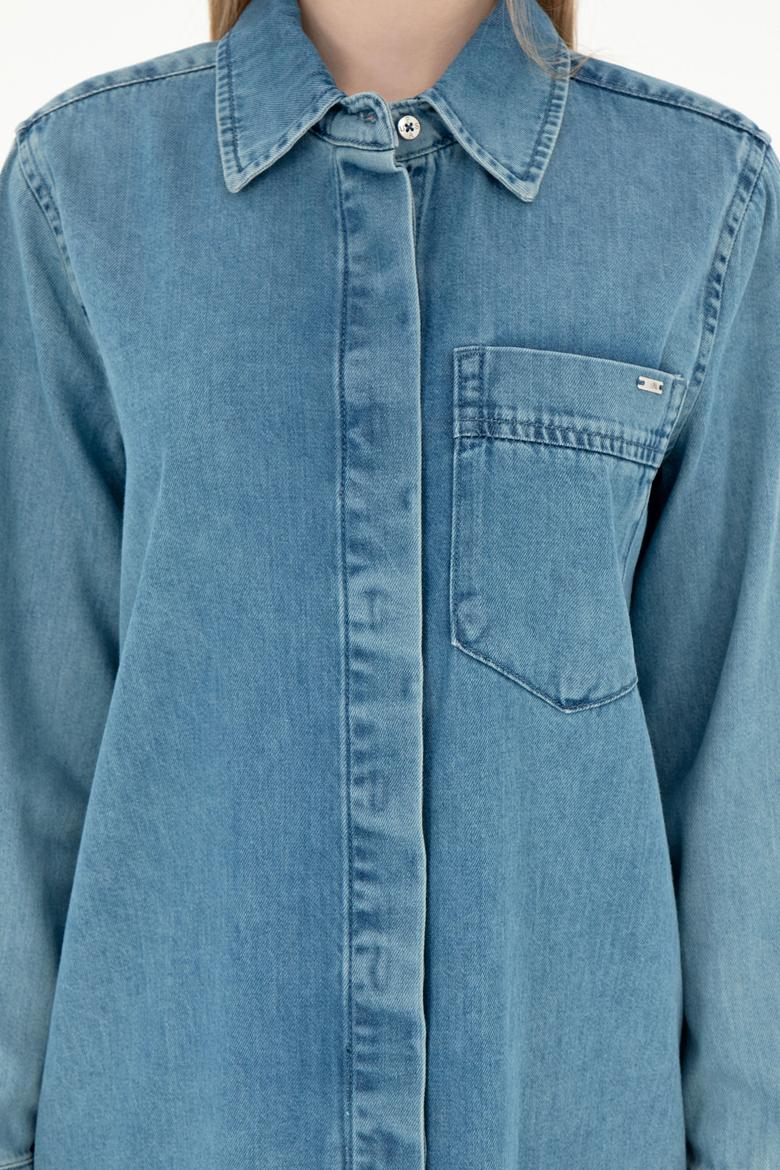 Kadın Mavi Mini Boy Jean Elbise - 50289334001