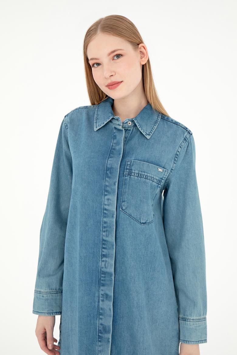 Kadın Mavi Mini Boy Jean Elbise - 50289334001