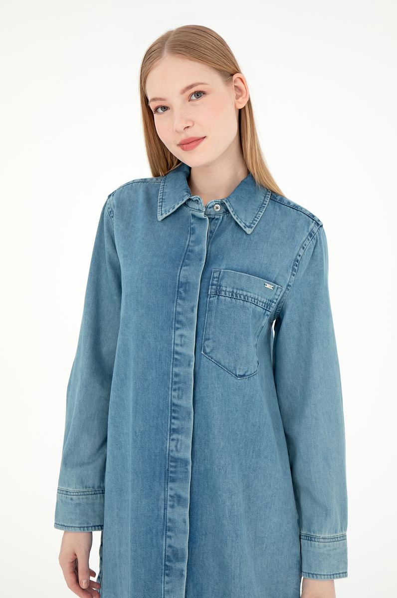 Kadın Mavi Mini Boy Jean Elbise