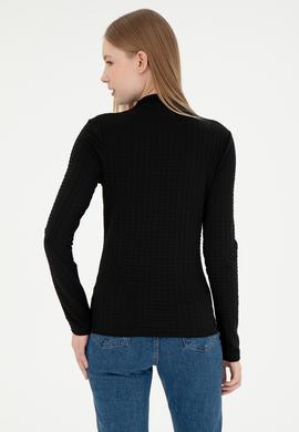 Kadın Siyah Dik Yaka Sweatshırt - 50292421003