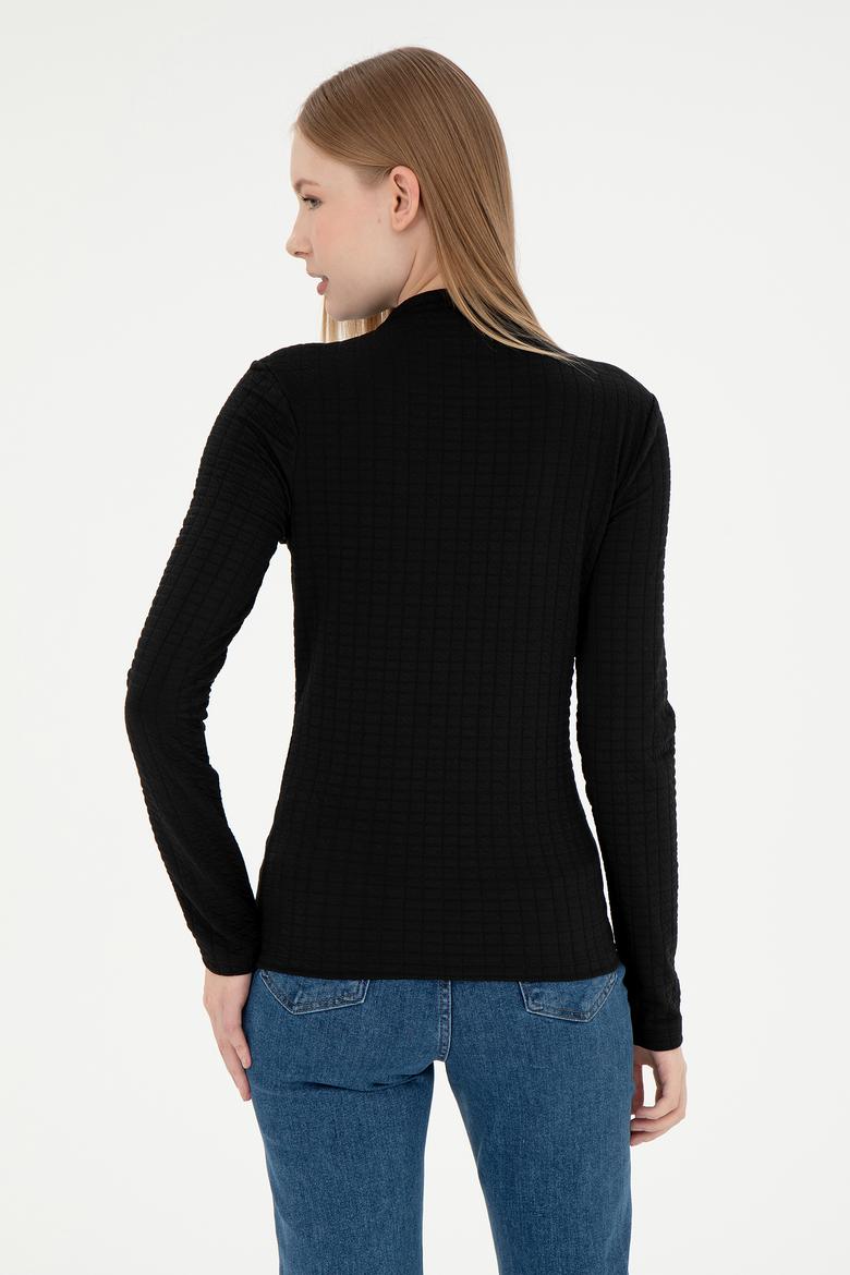 Kadın Siyah Dik Yaka Sweatshırt - 50292421003