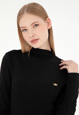 Kadın Siyah Dik Yaka Sweatshırt - 50292421003