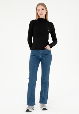 Kadın Siyah Dik Yaka Sweatshırt - 50292421003