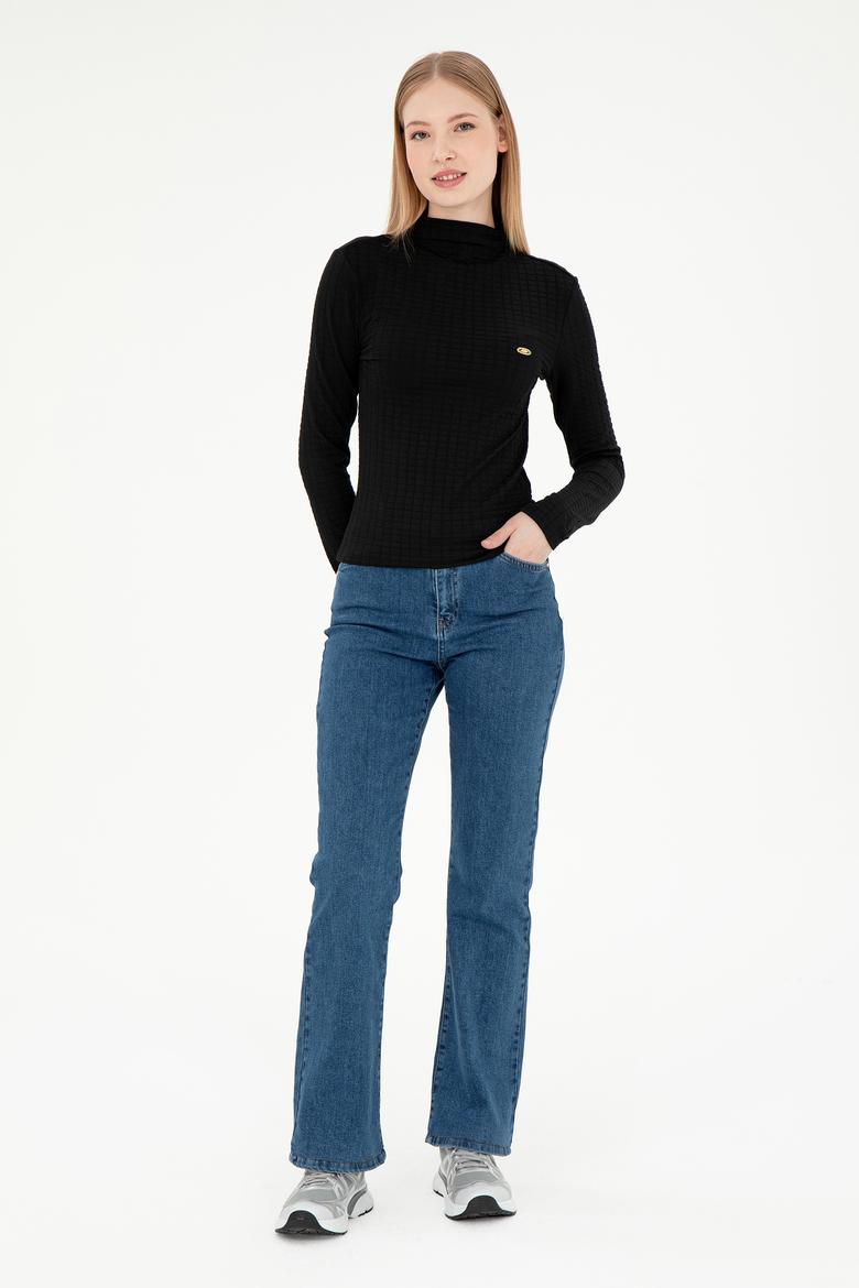 Kadın Siyah Dik Yaka Sweatshırt - 50292421003