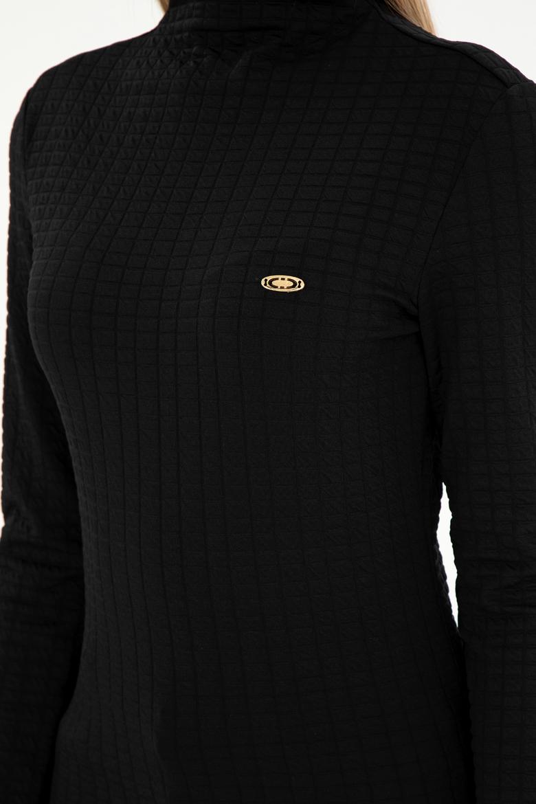 Kadın Siyah Dik Yaka Sweatshırt - 50292421003