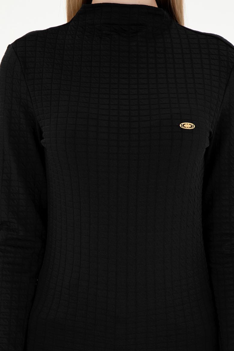 Kadın Siyah Dik Yaka Sweatshırt - 50292421003