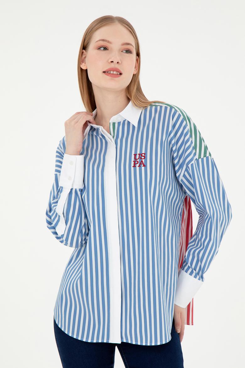 Kadın Saks Uzun Kollu Gömlek - 50291073005