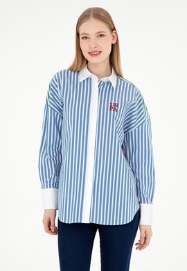 Kadın Saks Uzun Kollu Gömlek - 50291073005