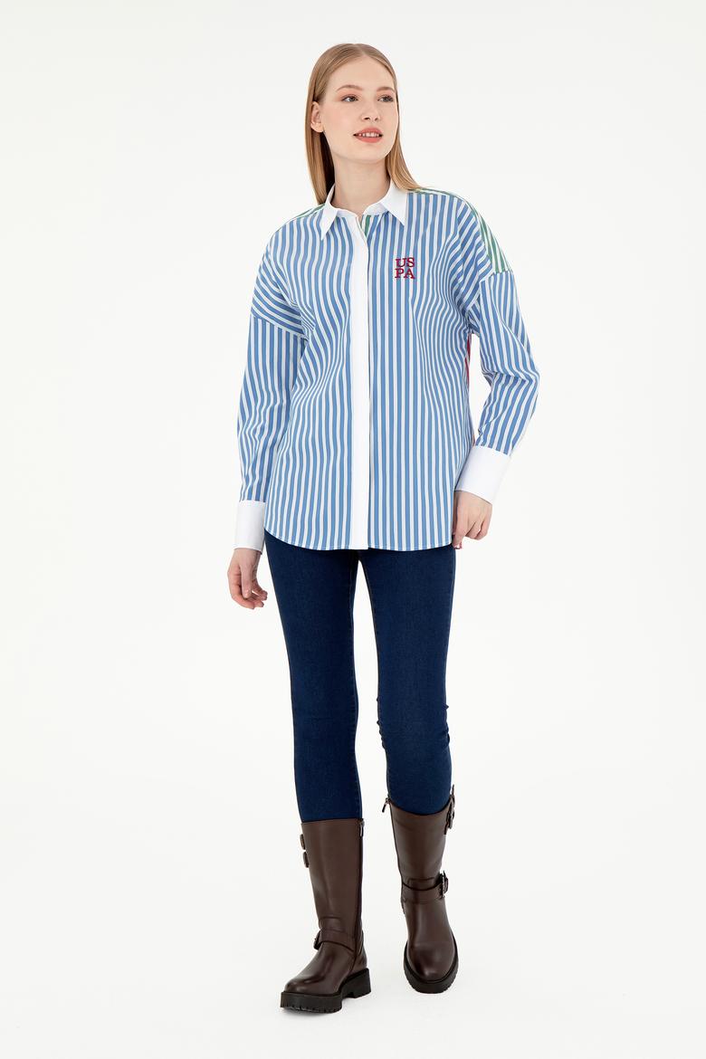 Kadın Saks Uzun Kollu Gömlek - 50291073005