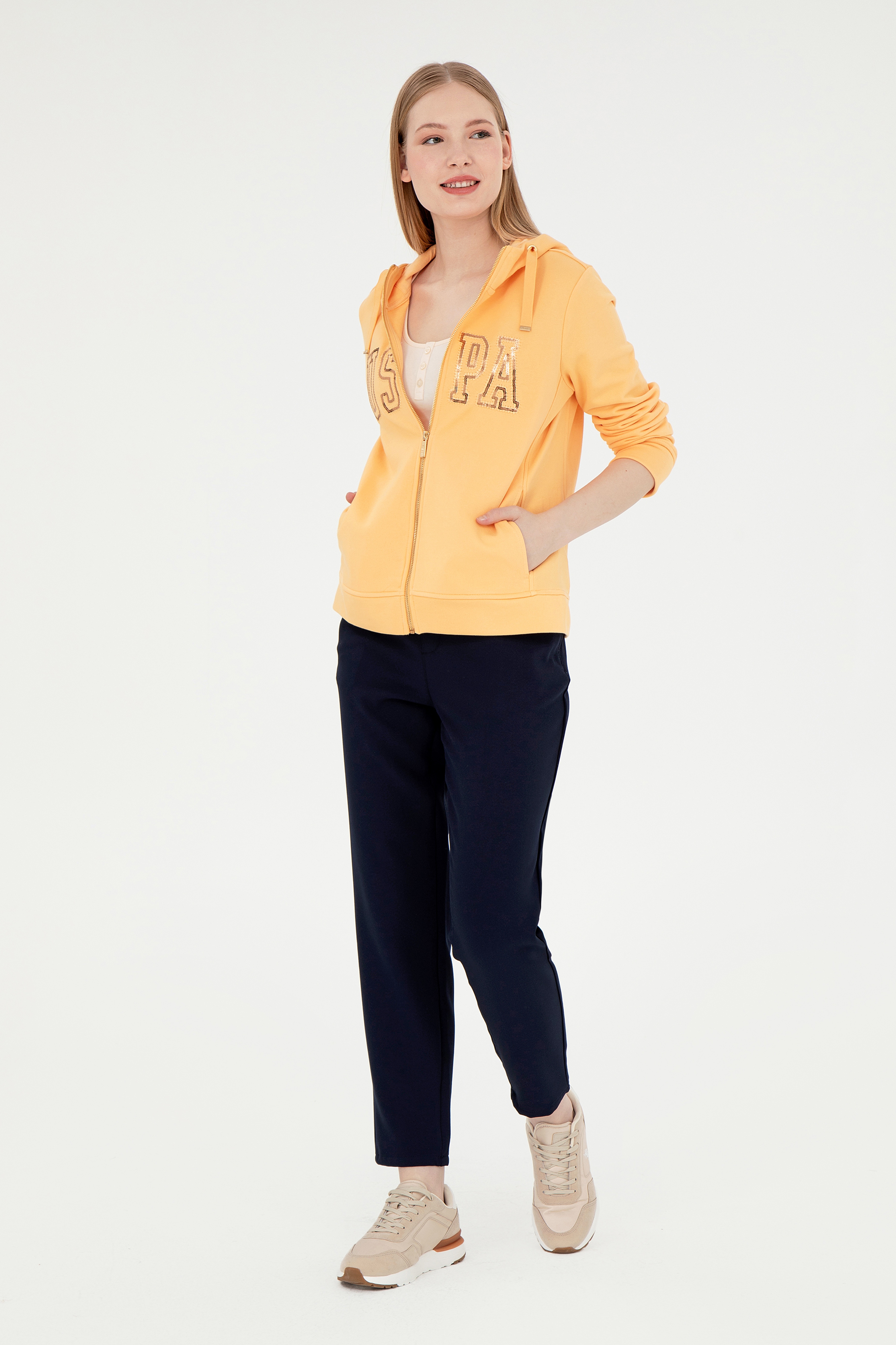 Kadın Lacivert Harem Fit Kanvas Pantolon - Image 3