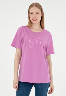 Kadın Pembe Bisiklet Yaka Basic Tişört - 50300850017