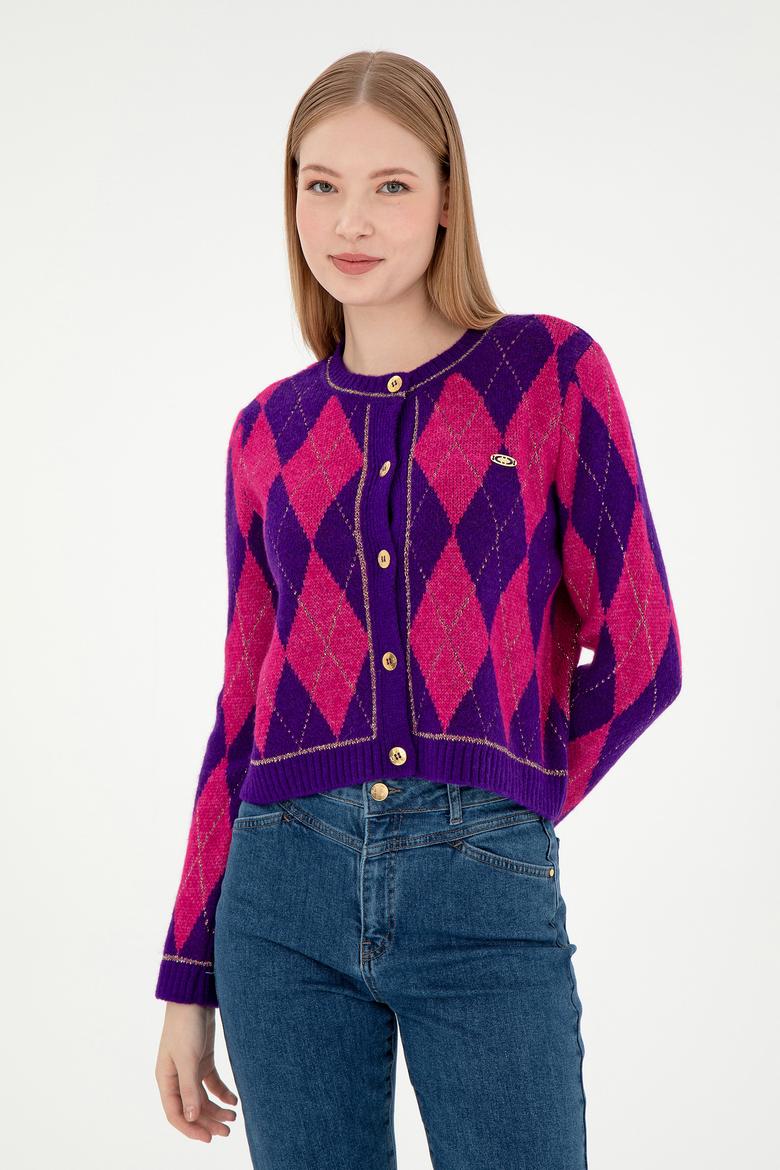 Kadın Mor Triko Hırka - 50293118001