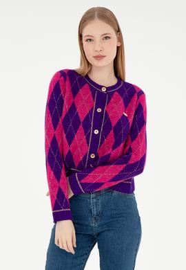 Kadın Mor Triko Hırka - 50293118001