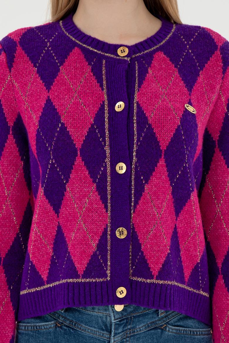 Kadın Mor Triko Hırka - 50293118001