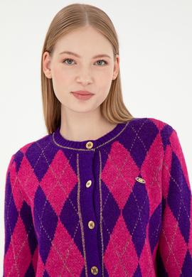 Kadın Mor Triko Hırka - 50293118001