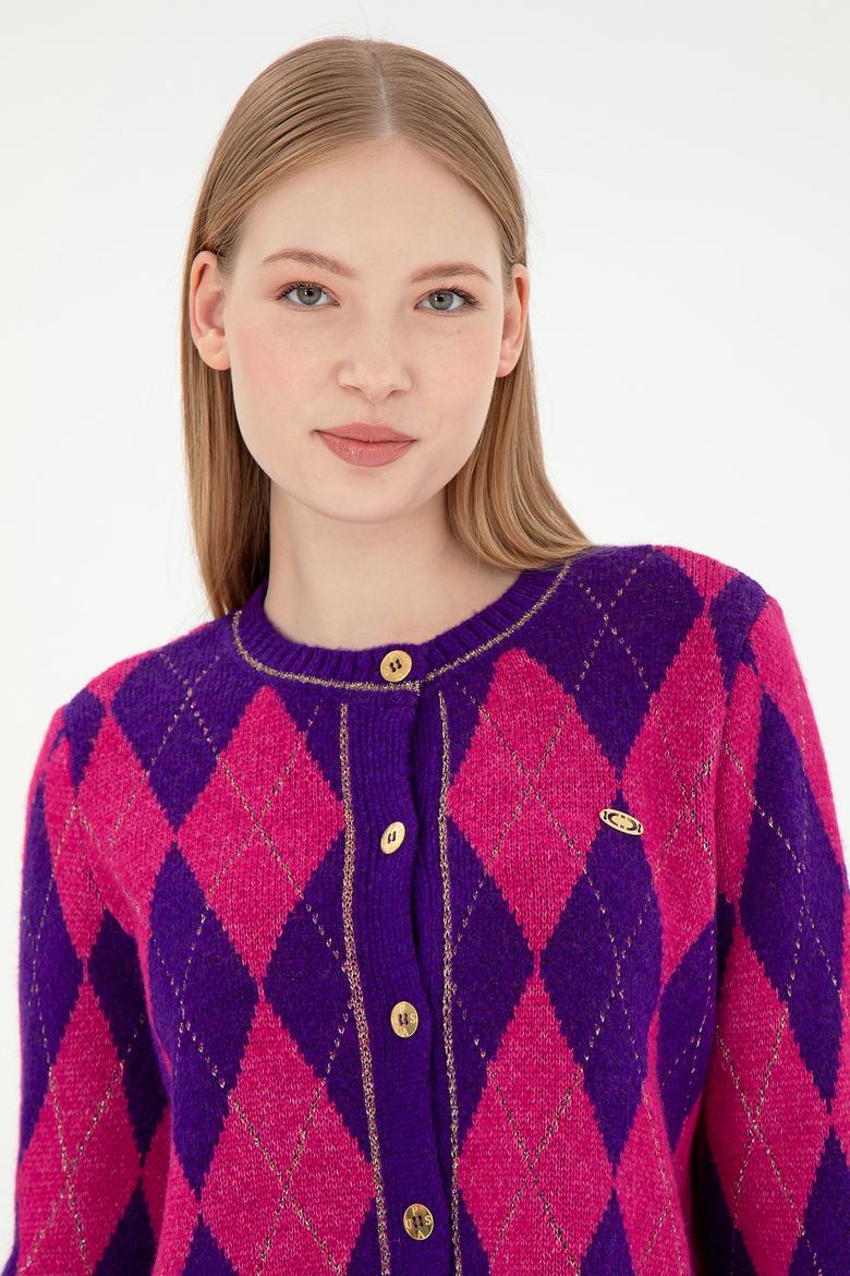 Kadın Mor Triko Hırka - 50293118001