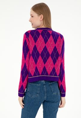 Kadın Mor Triko Hırka - 50293118001