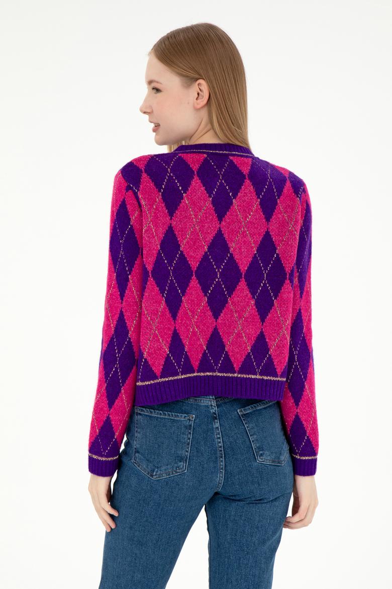 Kadın Mor Triko Hırka - 50293118001