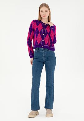 Kadın Mor Triko Hırka - 50293118001